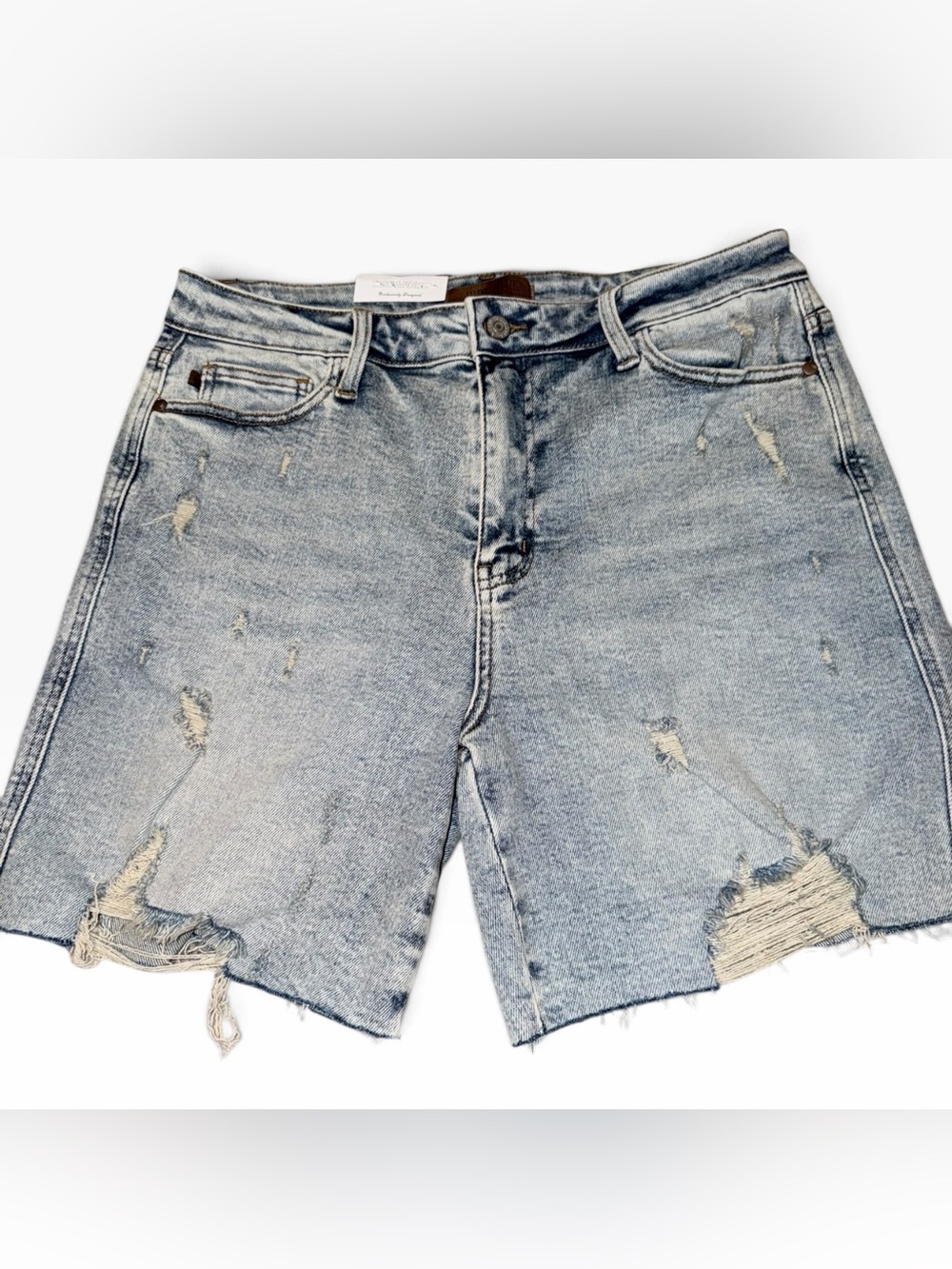Judy Blue Light Wash Distressed Denim Shorts